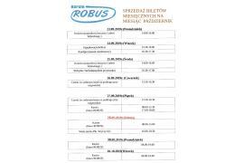 <b>ROBUS - Twój przewoźnik<br>Sprzedaż biletów miesięcznych <br>– październik 2019 rok (TERMINARZ)</b>