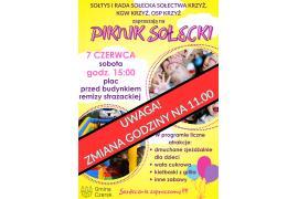 <b> GM. CZERSK. PIKNIK SOŁECKI W KRZYŻU - UWAGA! ZMIANA GODZINY! </b>