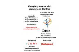 <b>Charytatywny turniej badmintona dla Olka - zapisy. ZAPRASZAMY!</b>