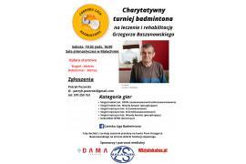 <b>Charytatywny turniej badmintona dla Grzegorza Baszanowskiego - ZAPISY (REGULAMIN)</b>
