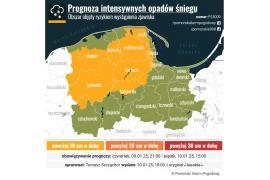 <b> WOJ. POMORSKIE. PIĄTEK, SOBOTA: intensywny śnieg + trudne warunki na drogach - AKTUALIZACJA </b>