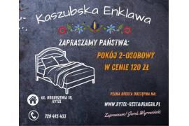 <b>GM. CZERSK. Kaszubska Enklawa w Rytlu zaprasza! Pokoje 2-osobowe  w cenie 120 zł (OFERTA) </b>