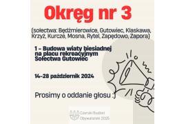 <b>GM. CZERSK. CZBO 2025 - wiata biesiadna na placu rekreacyjnym w Sołectwie Gutowiec, okręg nr 3, zadanie nr 1</b>